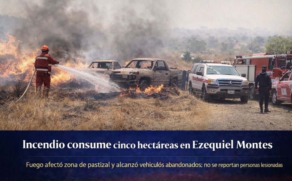 Incendio consume cinco hectáreas en Ezequiel Montes