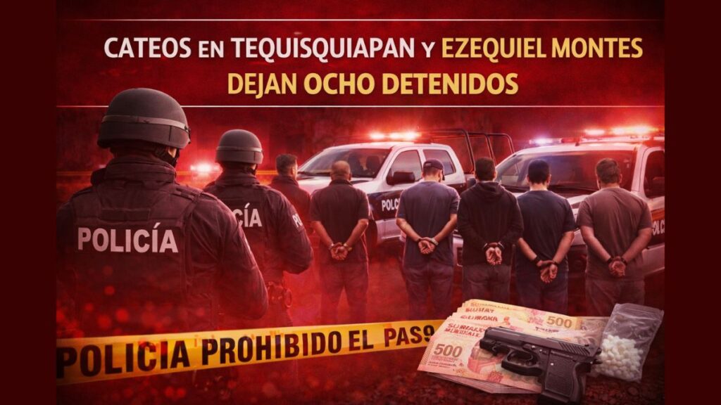 Cateos en Tequisquiapan y Ezequiel Montes dejan ocho detenidos