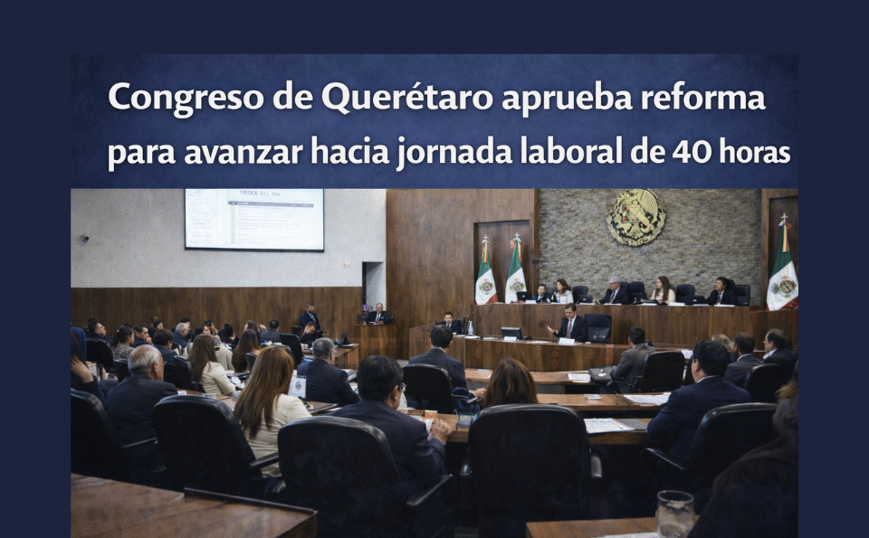 Congreso de Querétaro aprueba reforma para avanzar hacia jornada laboral de 40 horas