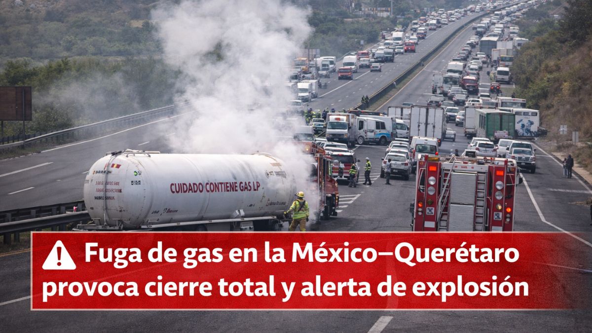 Fuga de gas en la México–Querétaro provoca cierre total y alerta de explosión