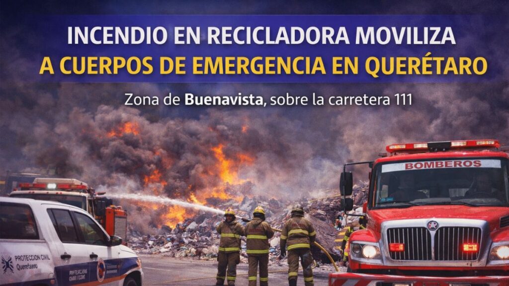Incendio en recicladora moviliza a cuerpos de emergencia en Querétaro