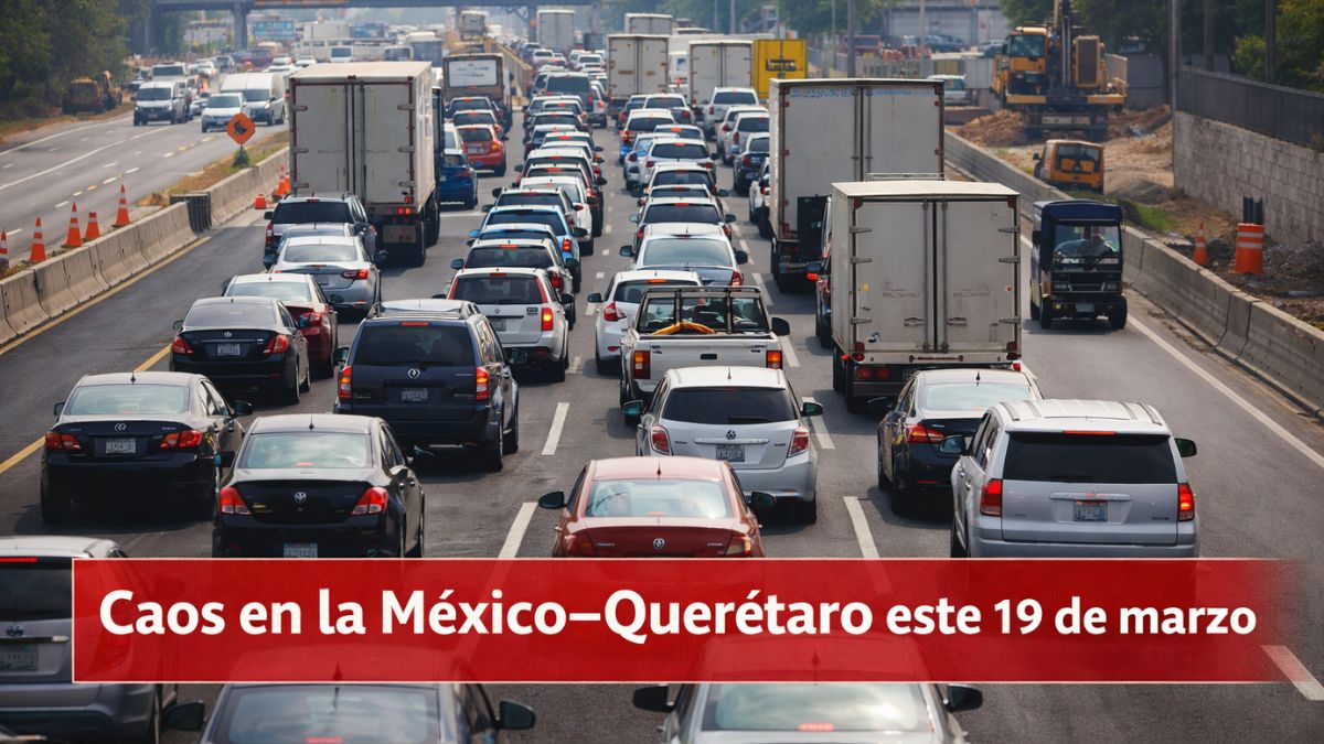 Incidentes y tráfico en la México–Querétaro generan caos este 19 de marzo