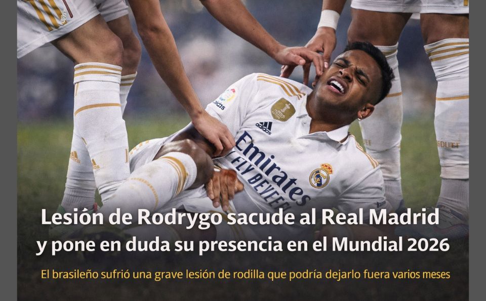 Lesión de Rodrygo sacude al Real Madrid y pone en duda su presencia en el Mundial 2026