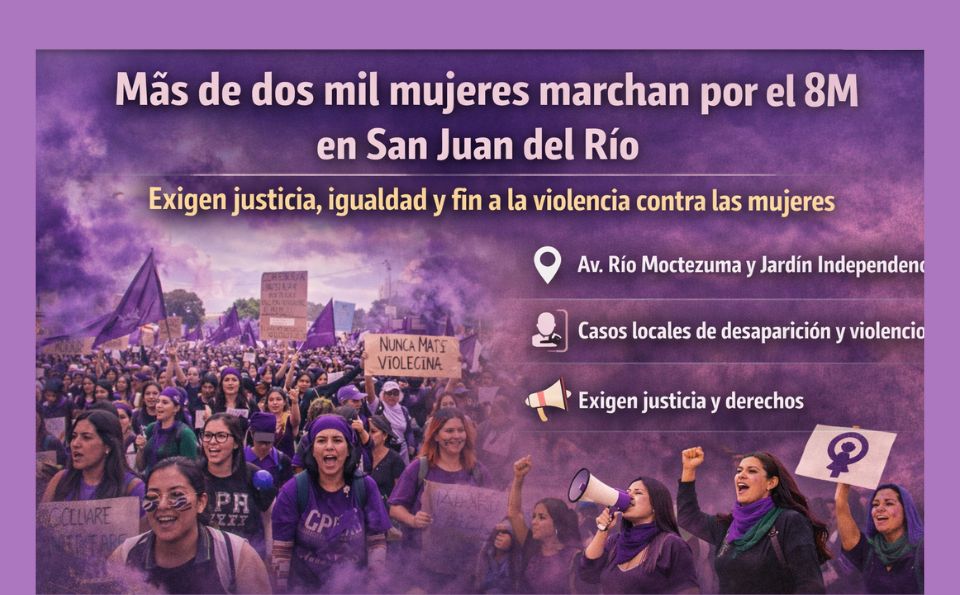 Más de dos mil mujeres marchan por el 8M en San Juan del Río