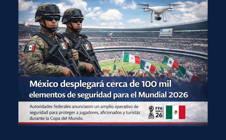México desplegará cerca de 100 mil elementos de seguridad para el Mundial 2026
