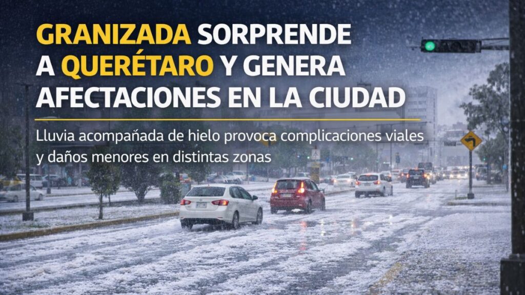 Granizada sorprende a Querétaro y genera afectaciones en la ciudad