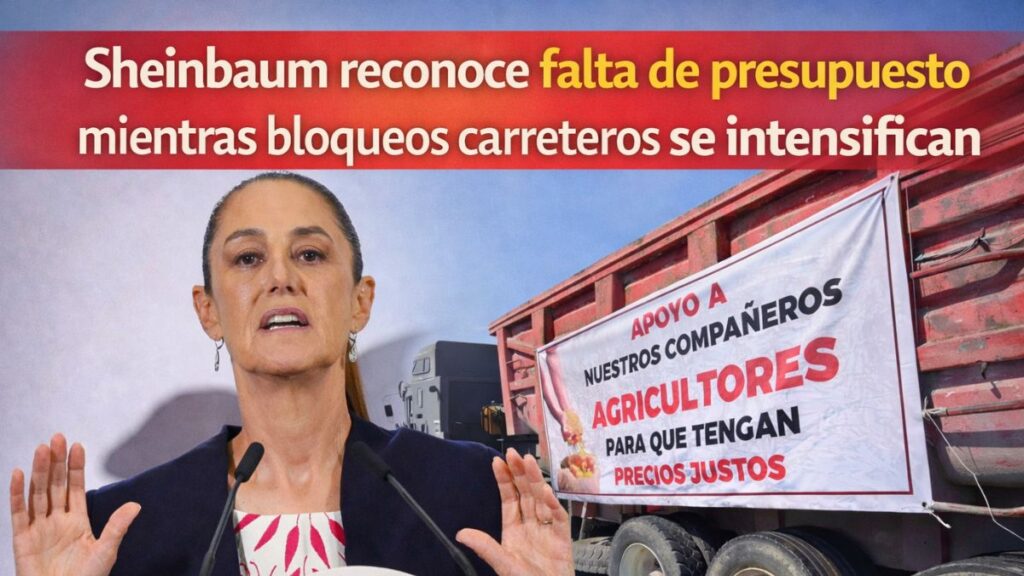 Sheinbaum reconoce falta de presupuesto mientras bloqueos carreteros se intensifican