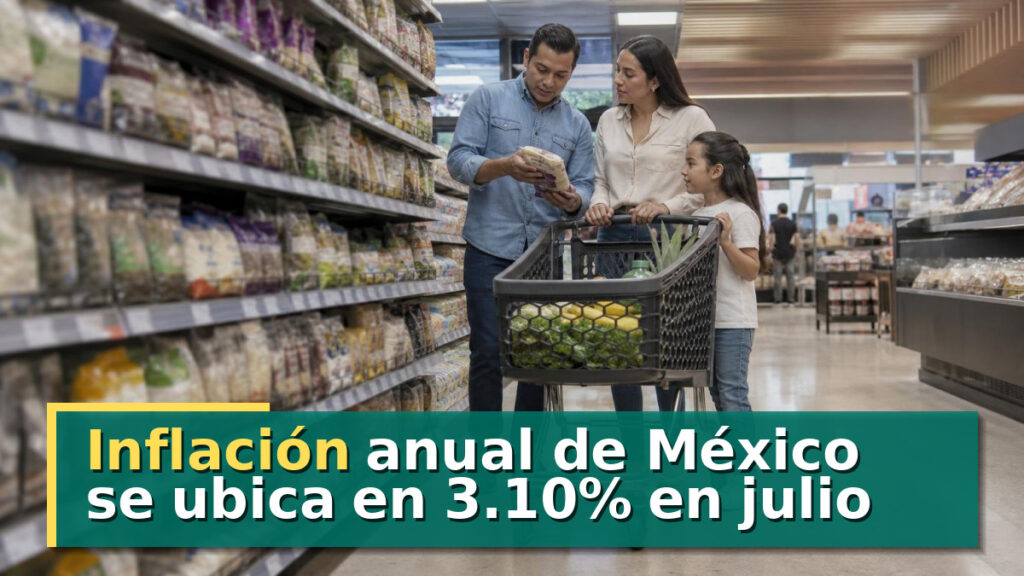 Inflación anual de México se ubica en 3.10% en julio